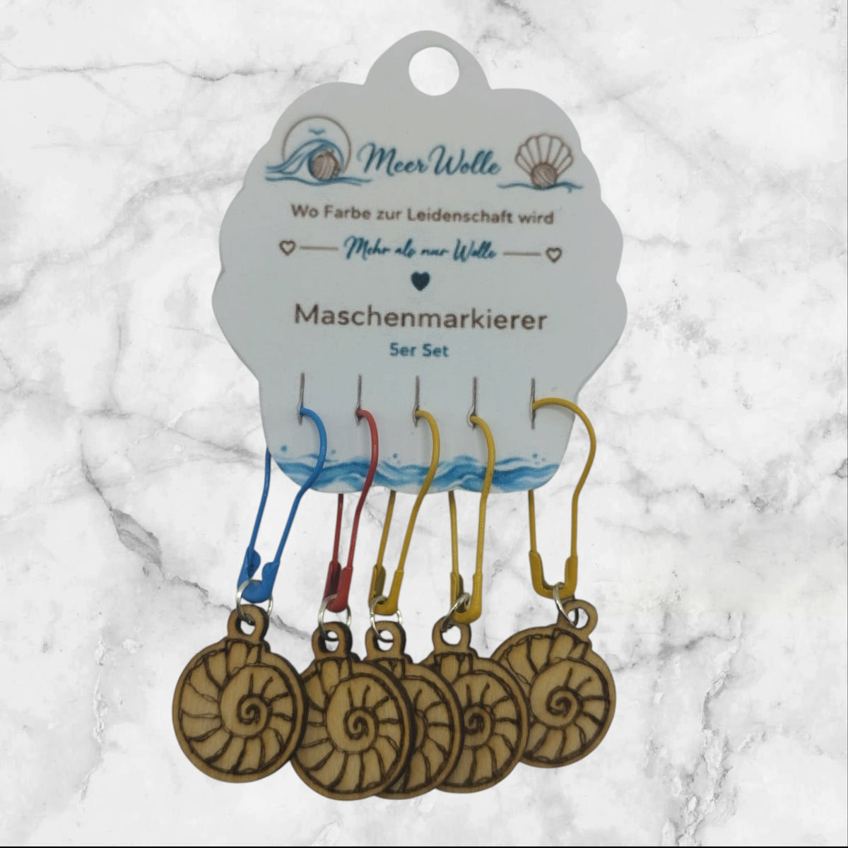Ammonit Maschenmarkierer | 5er Set aus Holz