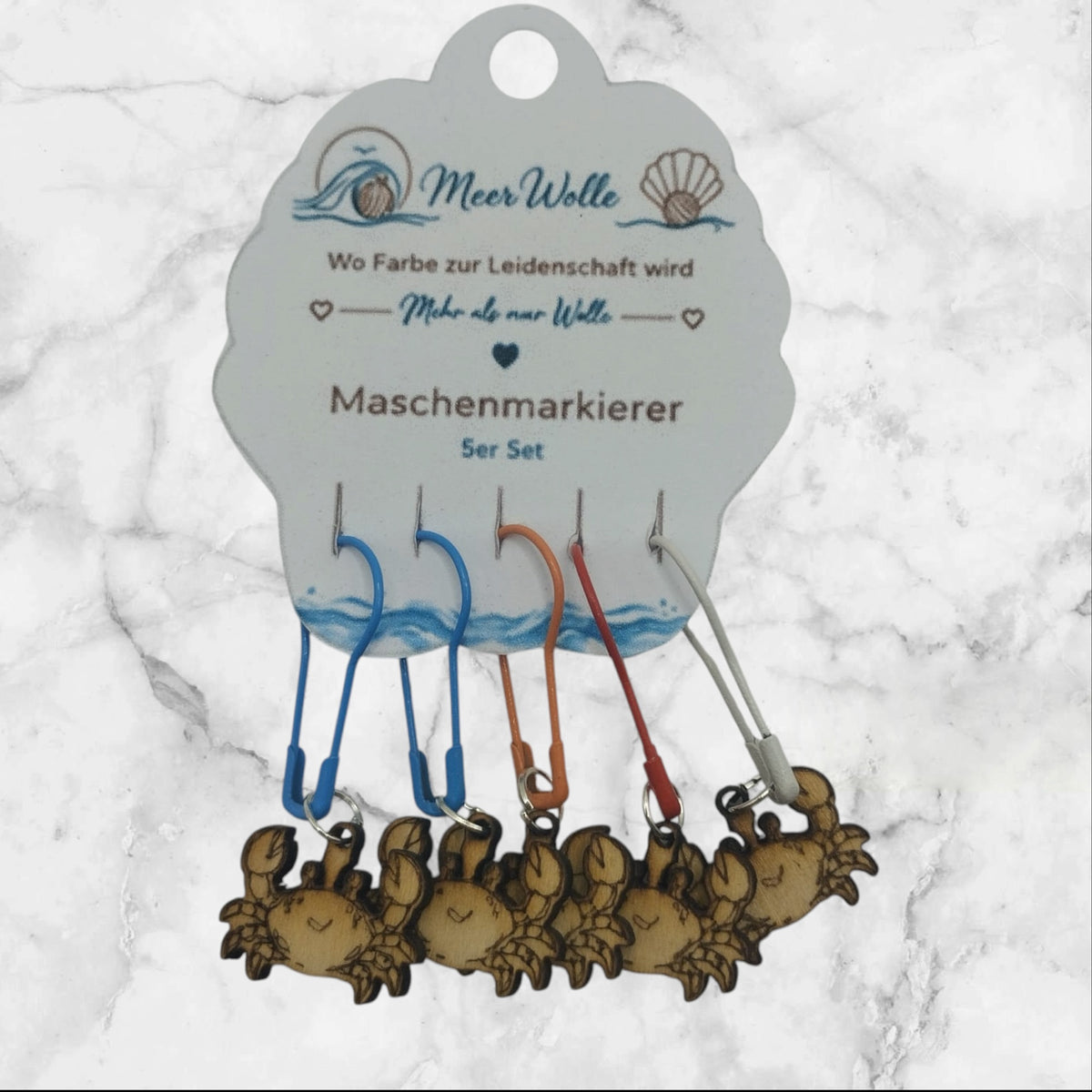 Krabbe Maschenmarkierer | 5er Set aus Holz