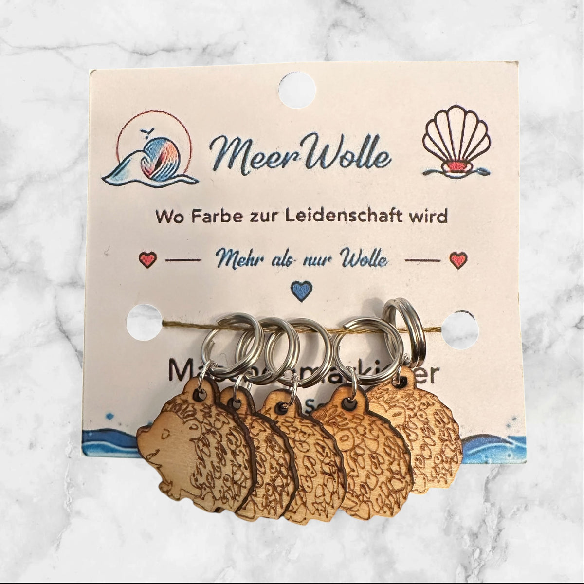 Igel Maschenmarkierer | 5er Set aus Holz