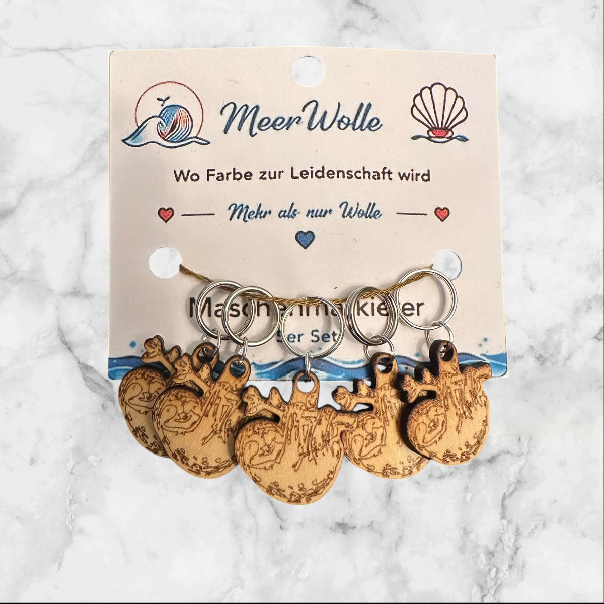 Faultier Maschenmarkierer | 5er Set aus Holz