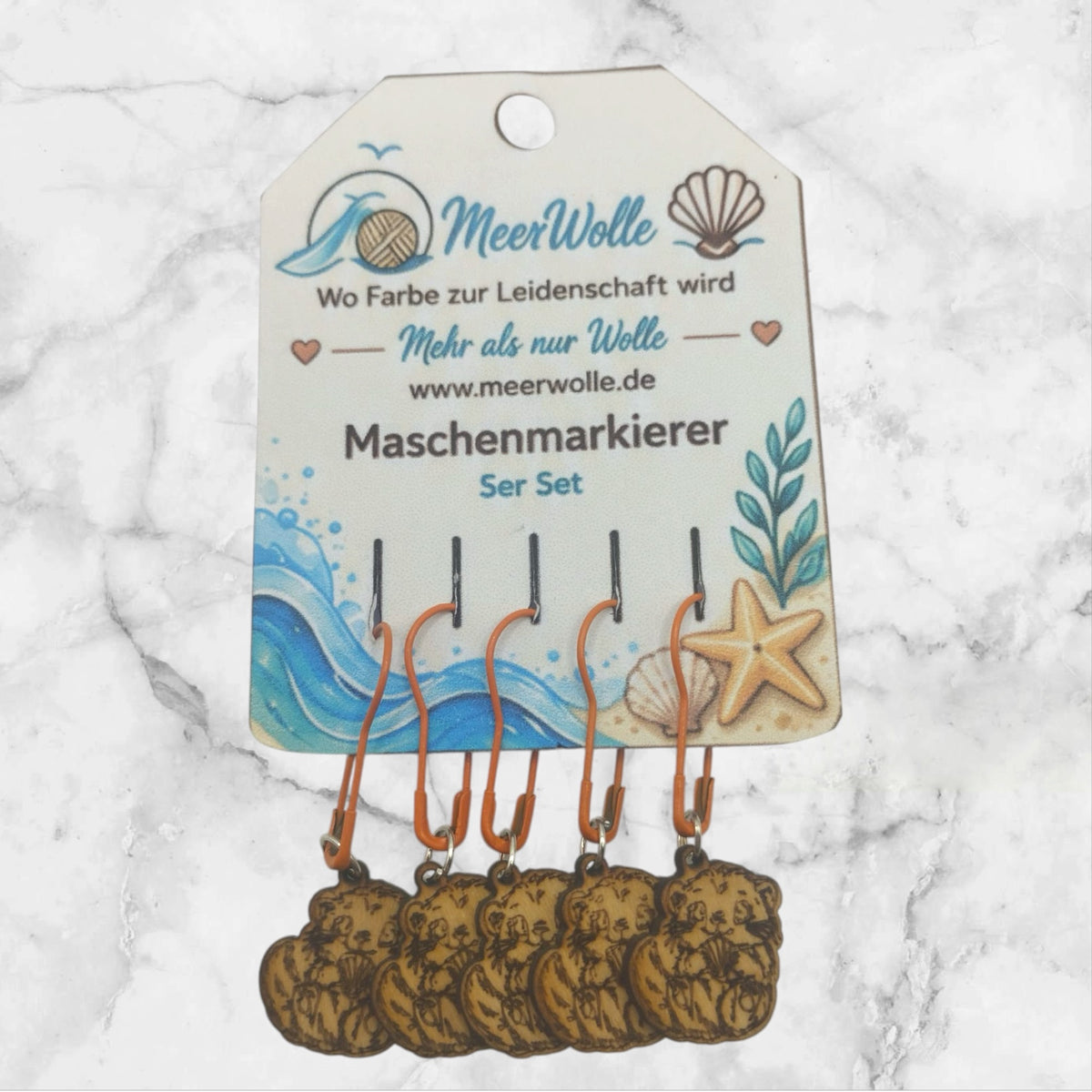 Baby Otter Maschenmarkierer | 5er Set aus Holz