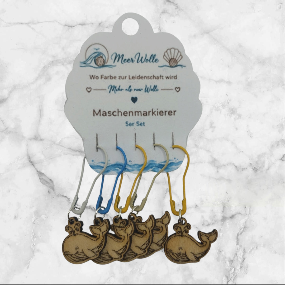 Wal Maschenmarkierer | 5er Set aus Holz