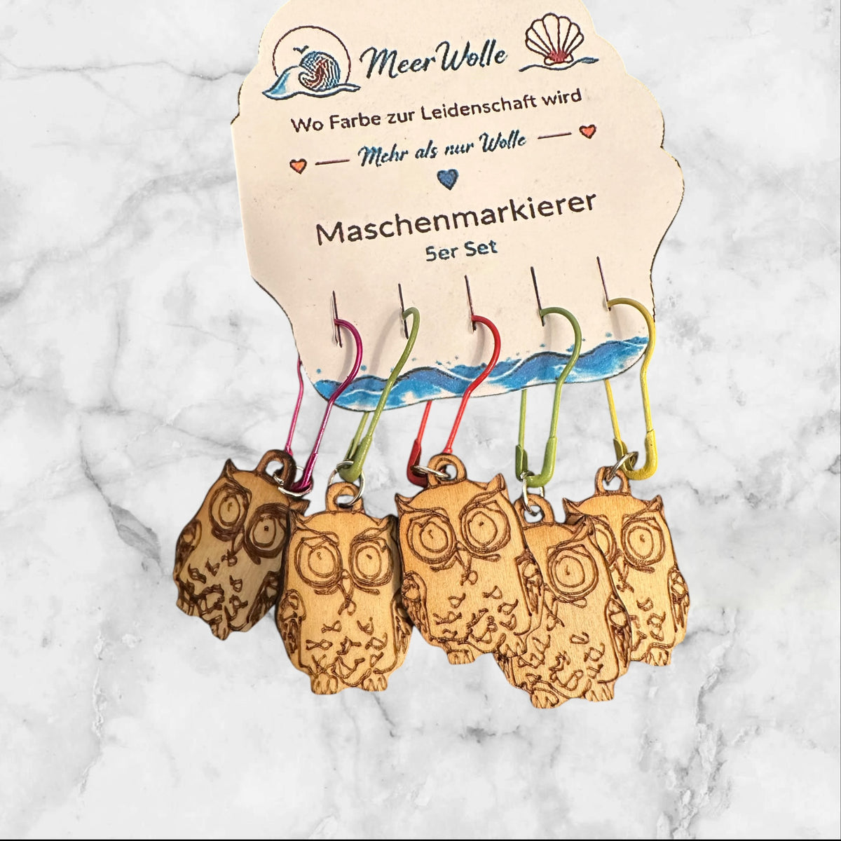 Eule Maschenmarkierer | 5er Set aus Holz