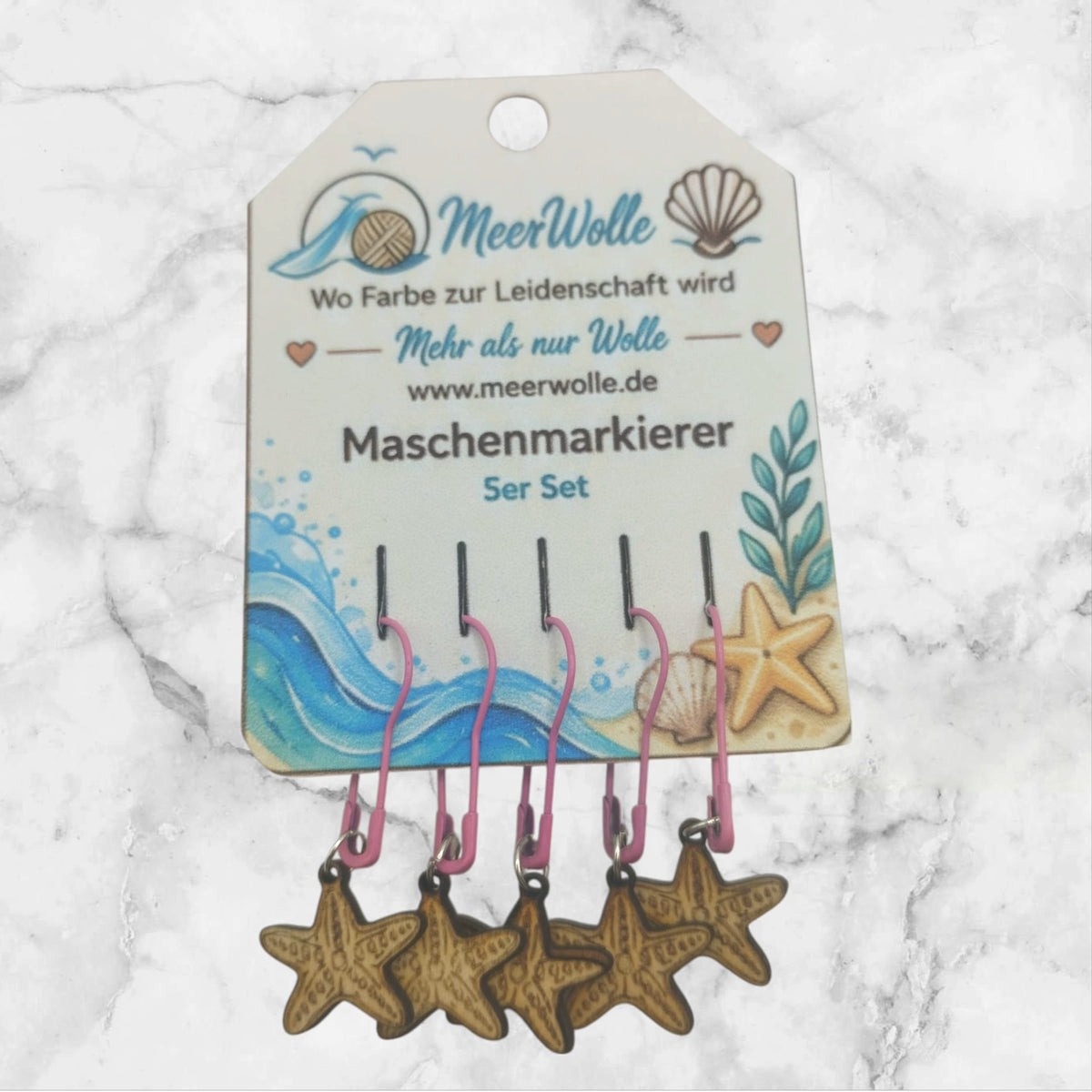 Seestern Maschenmarkierer | 5er Set aus Holz