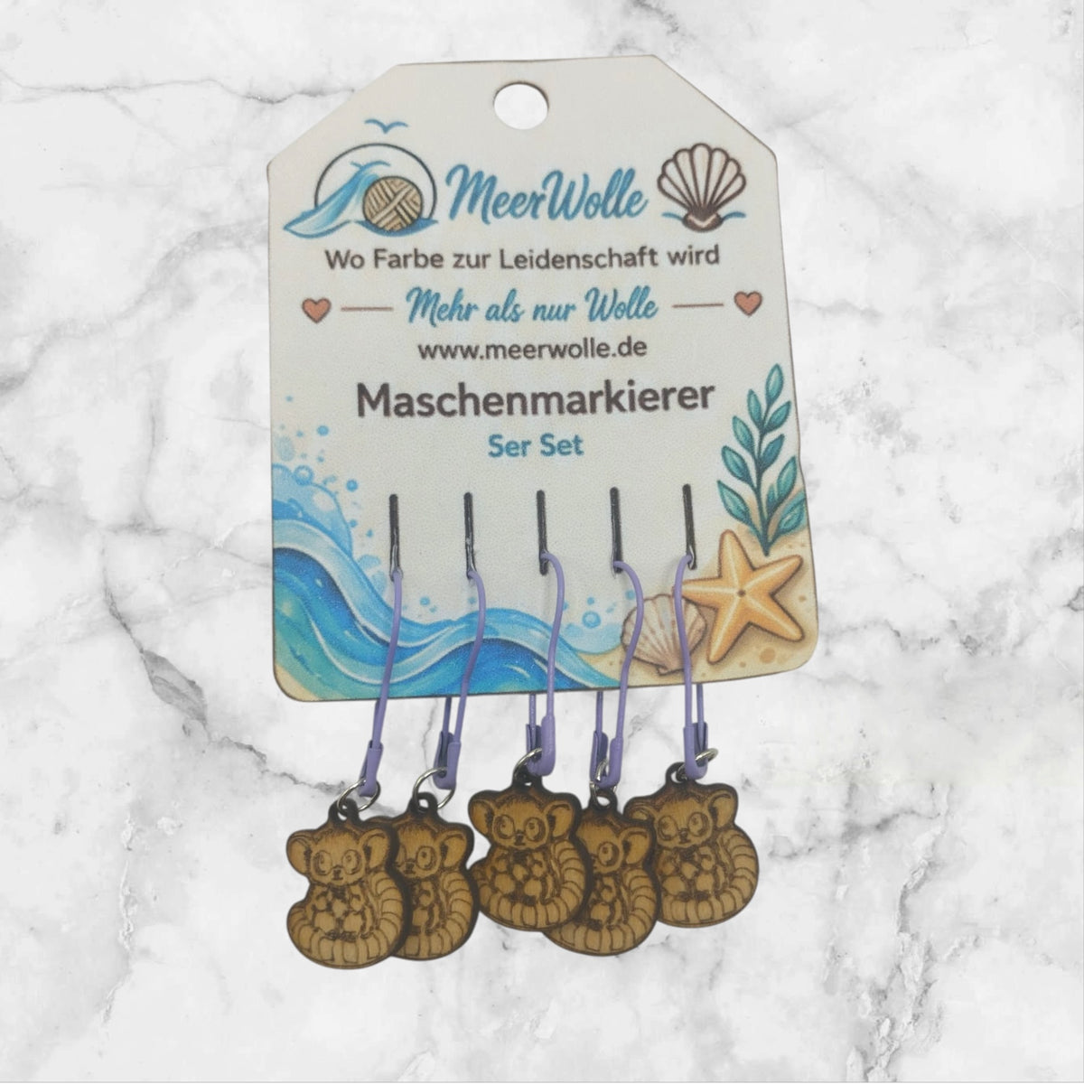 Mausmaki Maschenmarkierer | 5er Set aus Holz