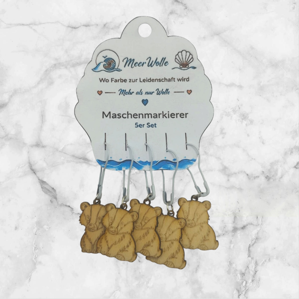 Dachs Maschenmarkierer | 5er Set aus Holz