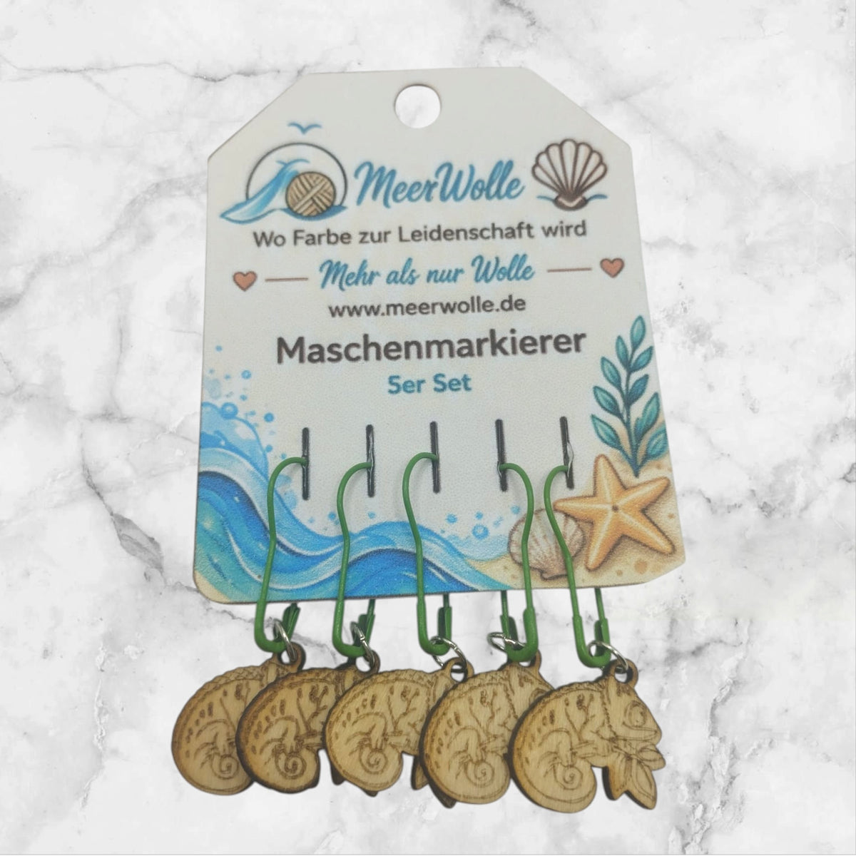 Chamaeleon Maschenmarkierer | 5er Set aus Holz