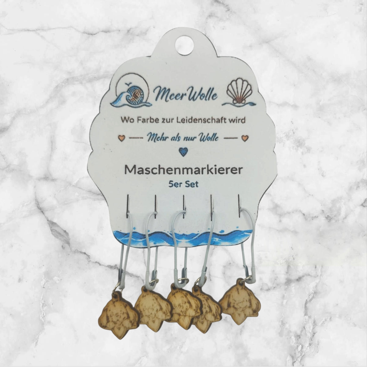 Hundekopf Maschenmarkierer | 5er Set aus Holz